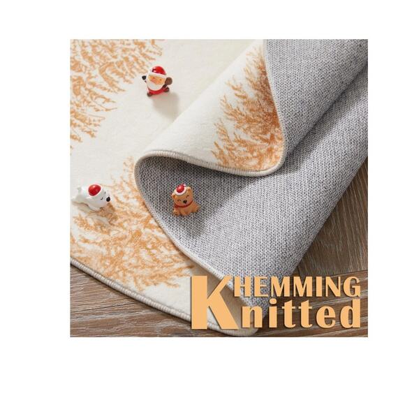 NEW Gold Xmas Tree Washable Round Rug 5' Diameter - Picture 5 of 9